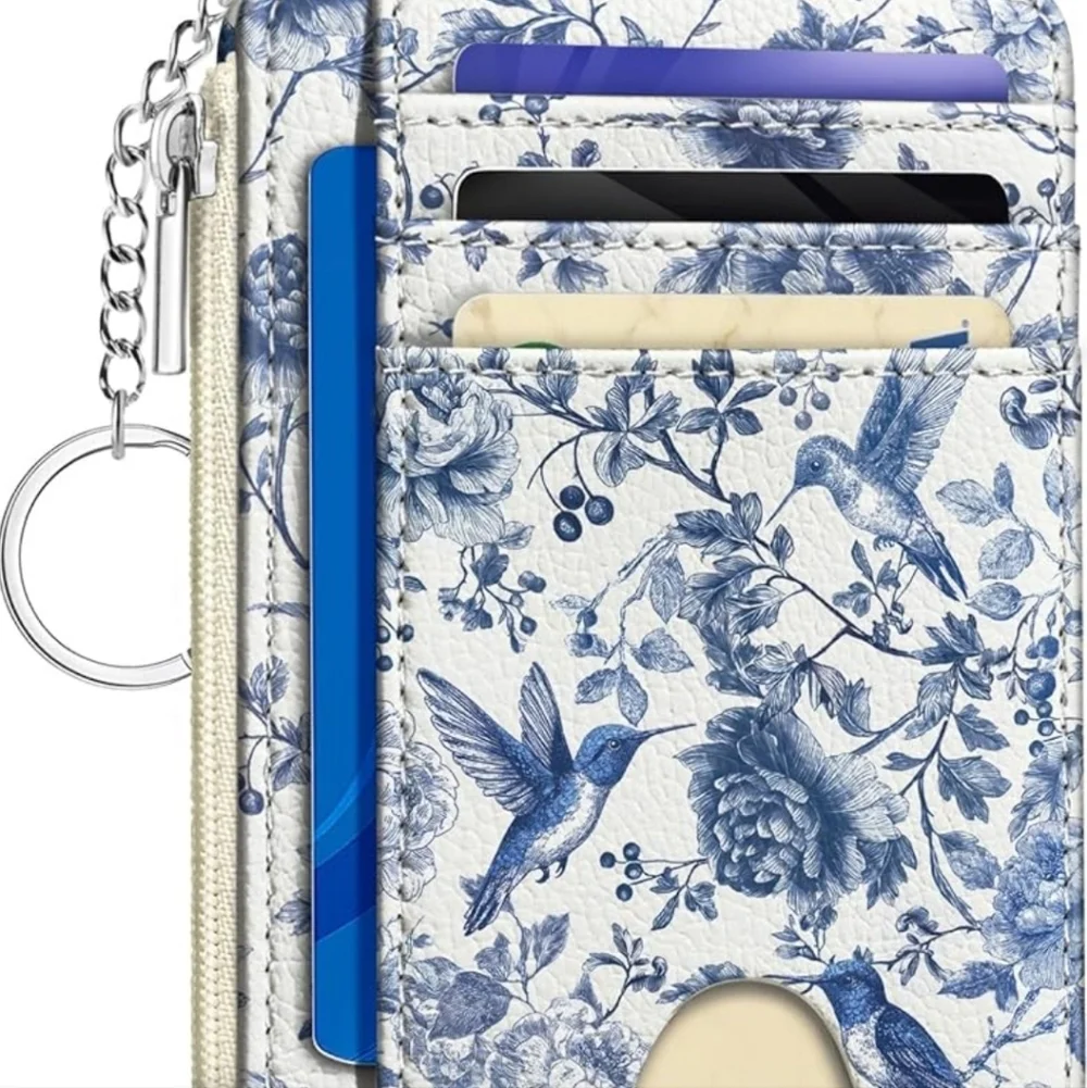 Floral Blue and White Card Organizer